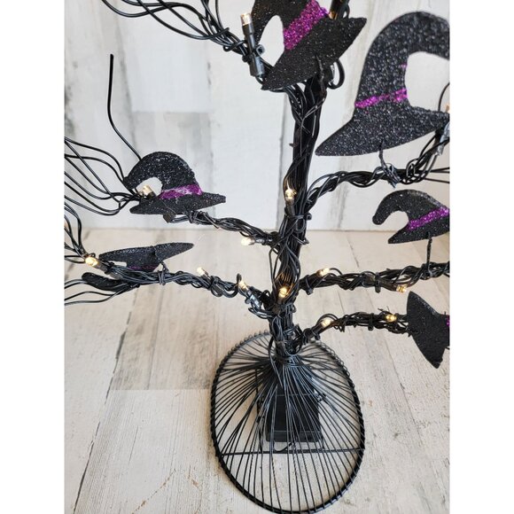 Halloween black wire tree light up witch hat home decor prop glitter unique - Picture 5 of 10